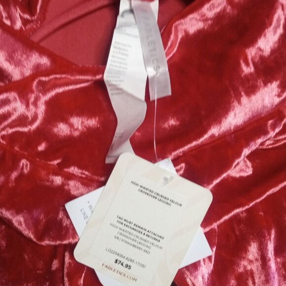 Fabletics Cross Over High Waist Crushed Velour Leggings Pockets Size Small NWT - Picture 9 of 9